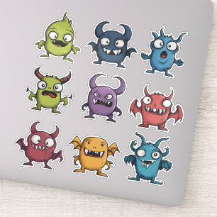 Adorable little demon monsters set aufkleber