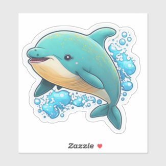 Adorable little Dolphin with water bubbles