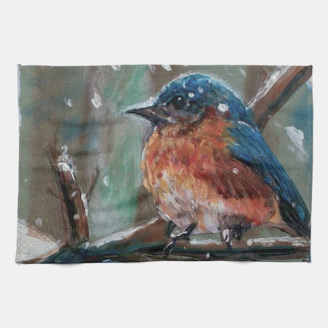 Adorable Little Eastern Bluebird Song Bird Geschirrtuch (Horizontal)