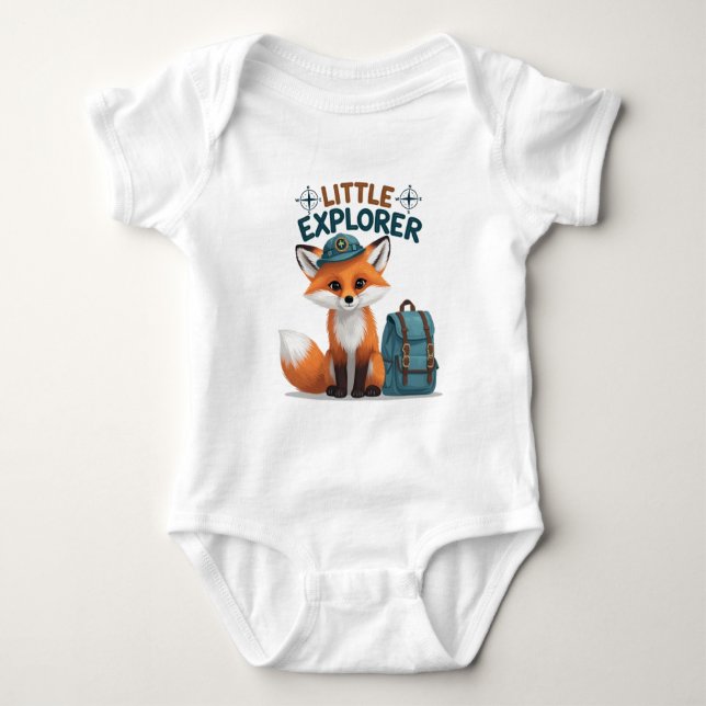 Adorable Little Explorer Baby Outfit Fox Adventure Strampler (Vorderseite)