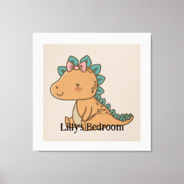 Adorable Little Girl Dinosaur - Niedliches Dino De Leinwanddruck