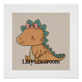 Adorable Little Girl Dinosaur - Niedliches Dino De Poster