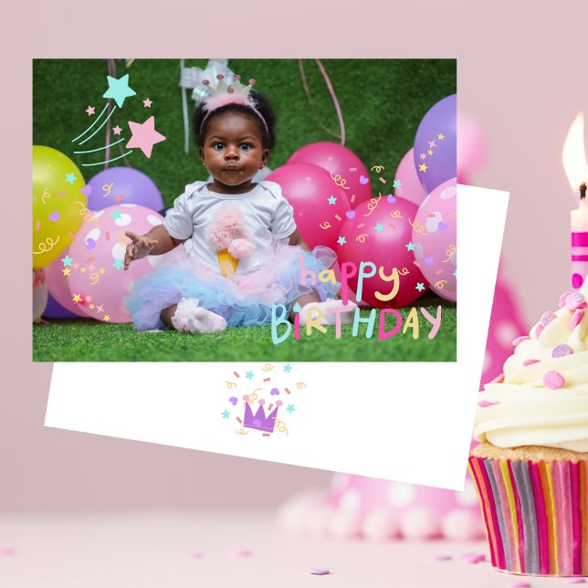 Adorable Little Girl's Foto Flat Birthday Card Dankeskarte (Von Creator hochgeladen)