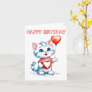Adorable Little Kitty Cat Happy Birthday Karte