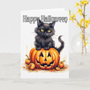 Adorable Little Kitty Cat Hexe   Frohe Halloween Karte