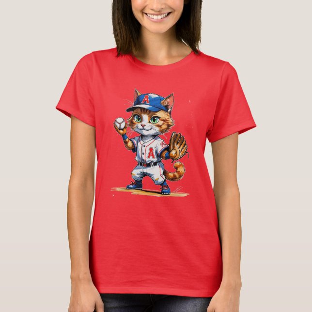 Adorable Little League Baseball Cat! T-Shirt (Vorderseite)
