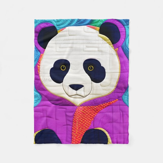 Adorable Little Panda - quilt-like Design Fleecedecke (Vorderseite)