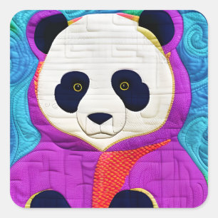 Adorable Little Panda - quilt-like Design Quadratischer Aufkleber