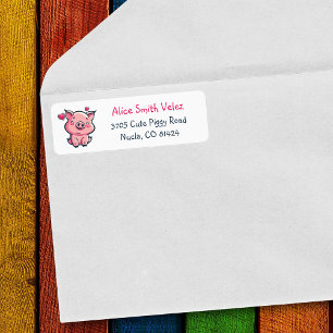 Adorable Little Piggy Rücksendeadressen-Aufkleber