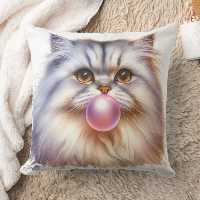 Adorable Long Hair Cat Blasble Gum Kinderzimmer Kissen (Decke)
