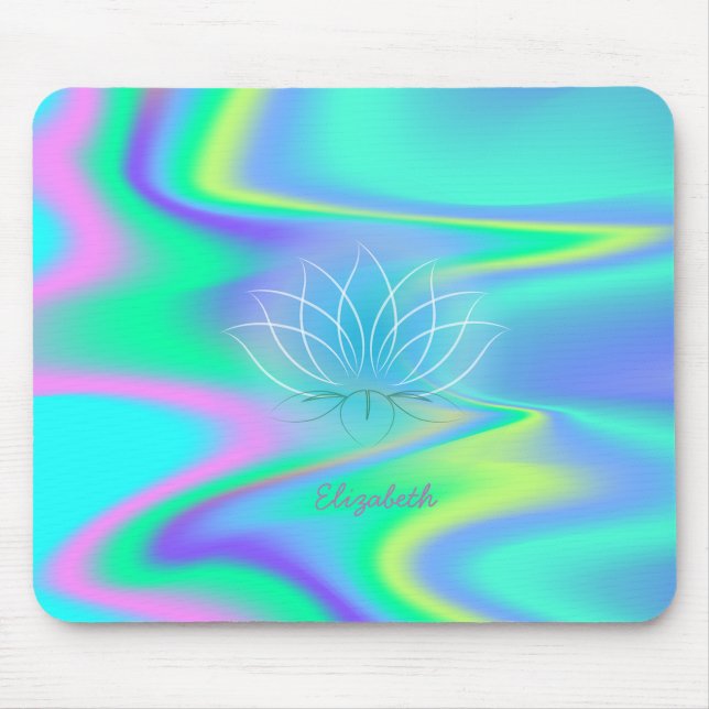 Adorable Lotus, Holografischer Regenbogen Mousepad (Vorne)