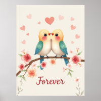 Adorable Love Birds Forever Illustration
