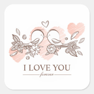 Adorable Lovebirds In Love Sticker Valentine Stick
