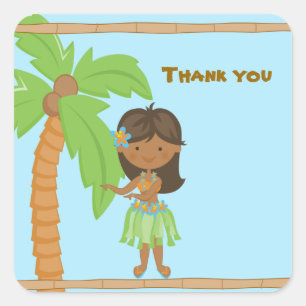 Adorable Luau Girl Danke, Sticker