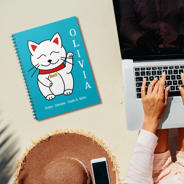 Adorable Lucky Cat Zeichnend Personalisiertes Note Notizblock (Von Creator hochgeladen)