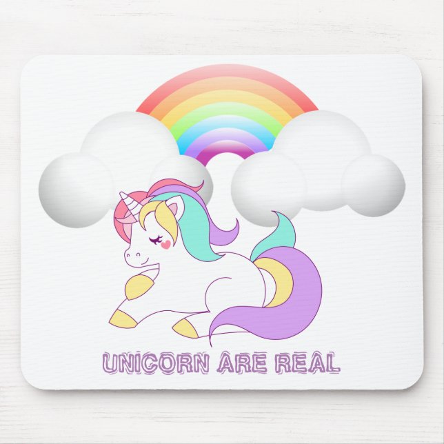 Adorable Magical Unicorn, Regenbogen Mousepad (Vorne)