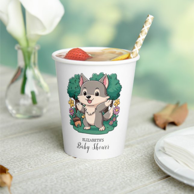 Adorable Magical Wolf Baby Dusche Pappbecher (In Situ)