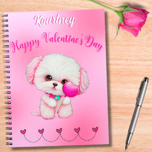 Adorable Maltese Welpe Happy Valentine's Day Notizblock