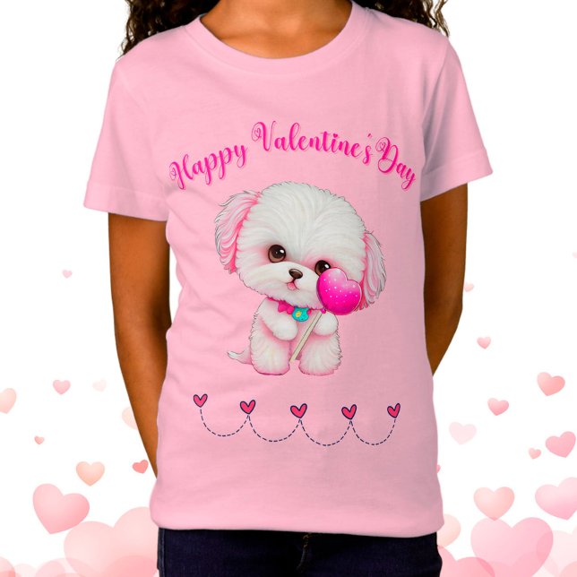 Adorable Maltese Welpe Happy Valentine's Day T-Shirt (Von Creator hochgeladen)