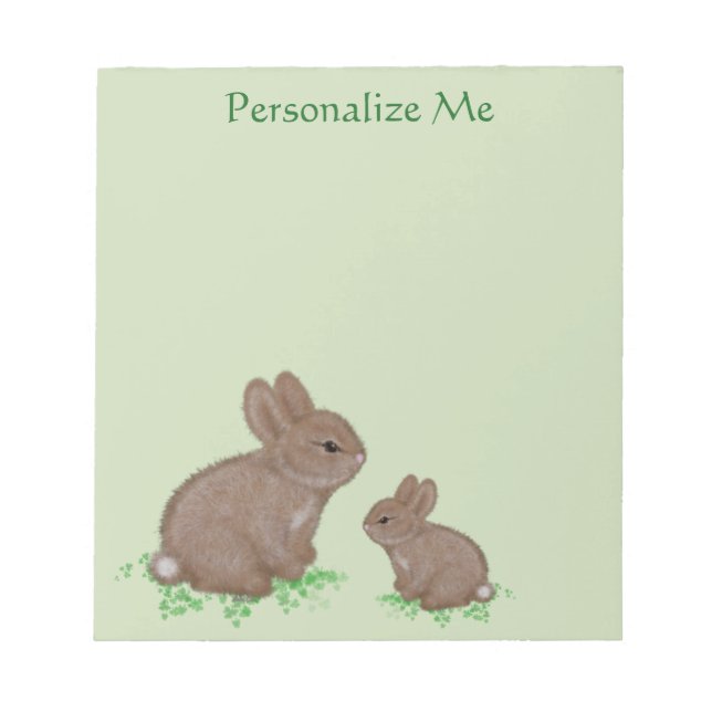 Adorable Mama und Baby Bunny in Cloud Notizblock (Vorderseite)