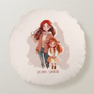 Adorable Mama und Tochterbank (12) Rundes Kissen