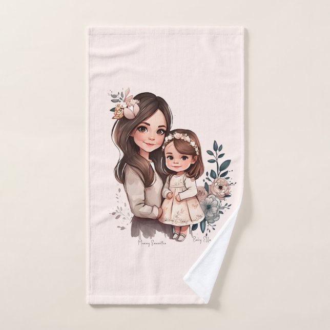 Adorable Mama und Tochterbank (3) Badhandtuch Set (Handtuch)