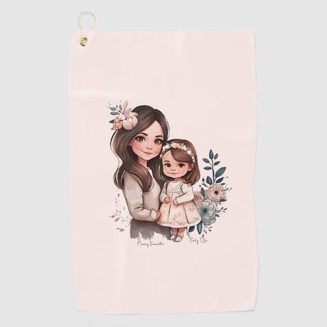 Adorable Mama und Tochterbank (3) Golfhandtuch (Vorderseite)