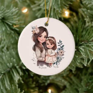Adorable Mama und Tochterbank (3) Keramik Ornament