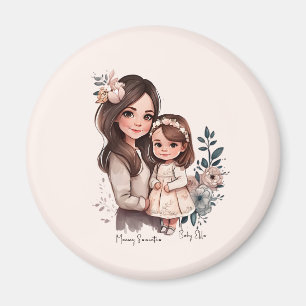 Adorable Mama und Tochterbank (3) Magnet