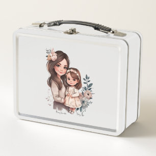 Adorable Mama und Tochterbank (3) Metall Brotdose