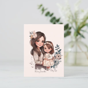Adorable Mama und Tochterbank (3) Postkarte