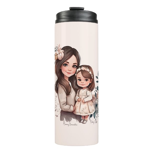 Adorable Mama und Tochterbank (3) Thermosbecher (Vorderseite)