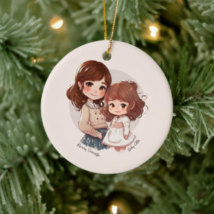 Adorable Mama und Tochterbank (4) Keramik Ornament