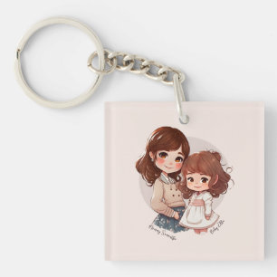 Adorable Mama und Tochterbank (4) Schlüsselanhänger