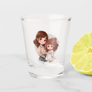 Adorable Mama und Tochterbank (4) Schnapsglas