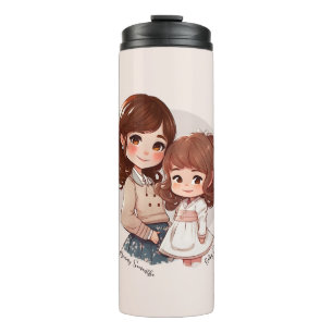 Adorable Mama und Tochterbank (4) Thermosbecher