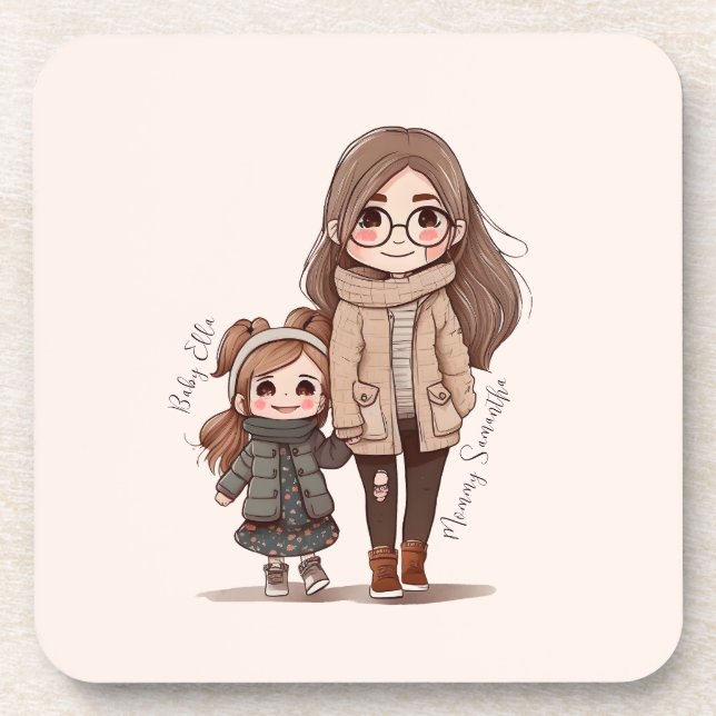 Adorable Mama und Tochterbank (5) Getränkeuntersetzer (Vorderseite)