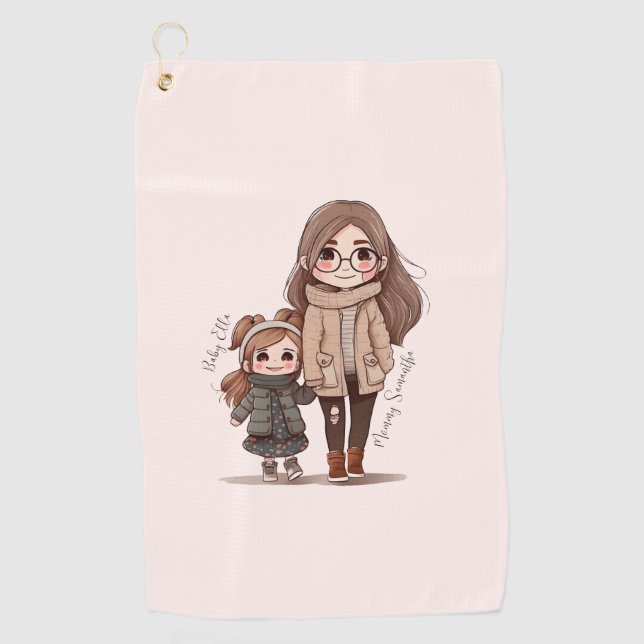 Adorable Mama und Tochterbank (5) Golfhandtuch (Vorderseite)