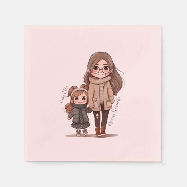 Adorable Mama und Tochterbank (5) Serviette (Vorderseite)