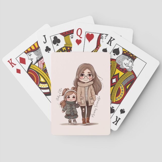 Adorable Mama und Tochterbank (5) Spielkarten (Rückseite)