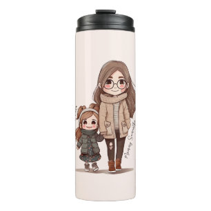 Adorable Mama und Tochterbank (5) Thermosbecher