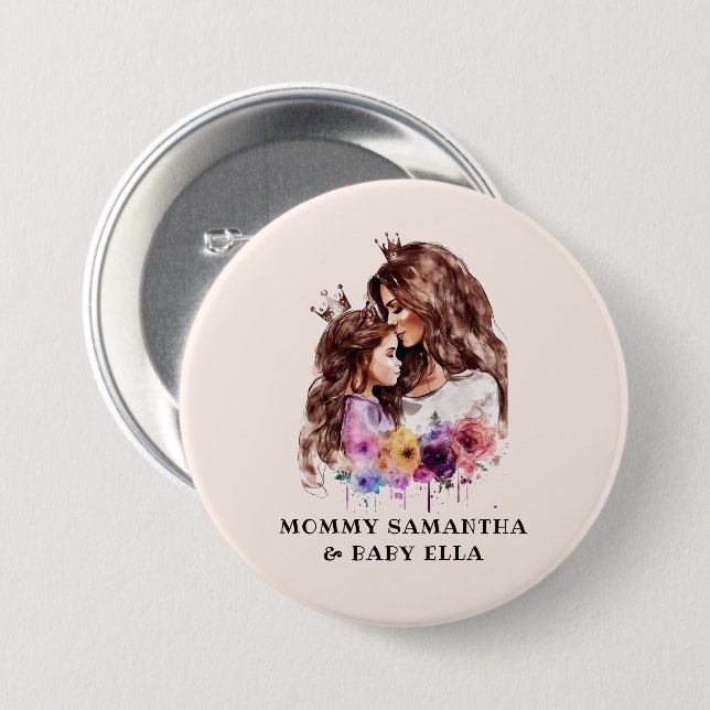 Adorable Mama und Tochterbank (8) Button (Vorne & Hinten)