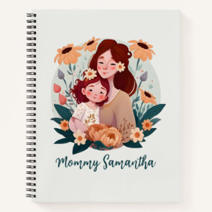 Adorable Mama und Tochterbank - Blumenrahmen (3) Notizbuch