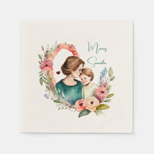 Adorable Mama und Tochterbank - Blumenrahmen (4) Serviette