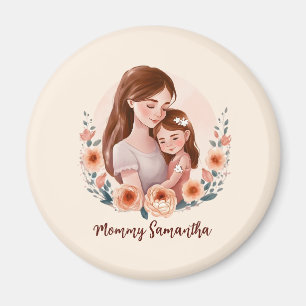 Adorable Mama und Tochterbank - Blumenrahmen Magnet