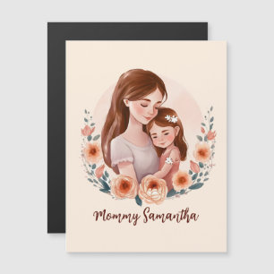 Adorable Mama und Tochterbank - Blumenrahmen Magnetkarte