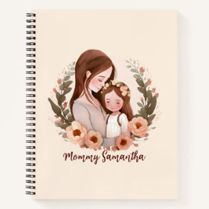 Adorable Mama und Tochterbank - Blumenrahmen Notizbuch