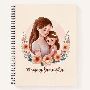 Adorable Mama und Tochterbank - Blumenrahmen Notizbuch