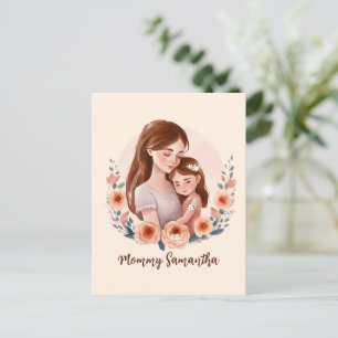 Adorable Mama und Tochterbank - Blumenrahmen Postkarte