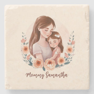Adorable Mama und Tochterbank - Blumenrahmen Steinuntersetzer